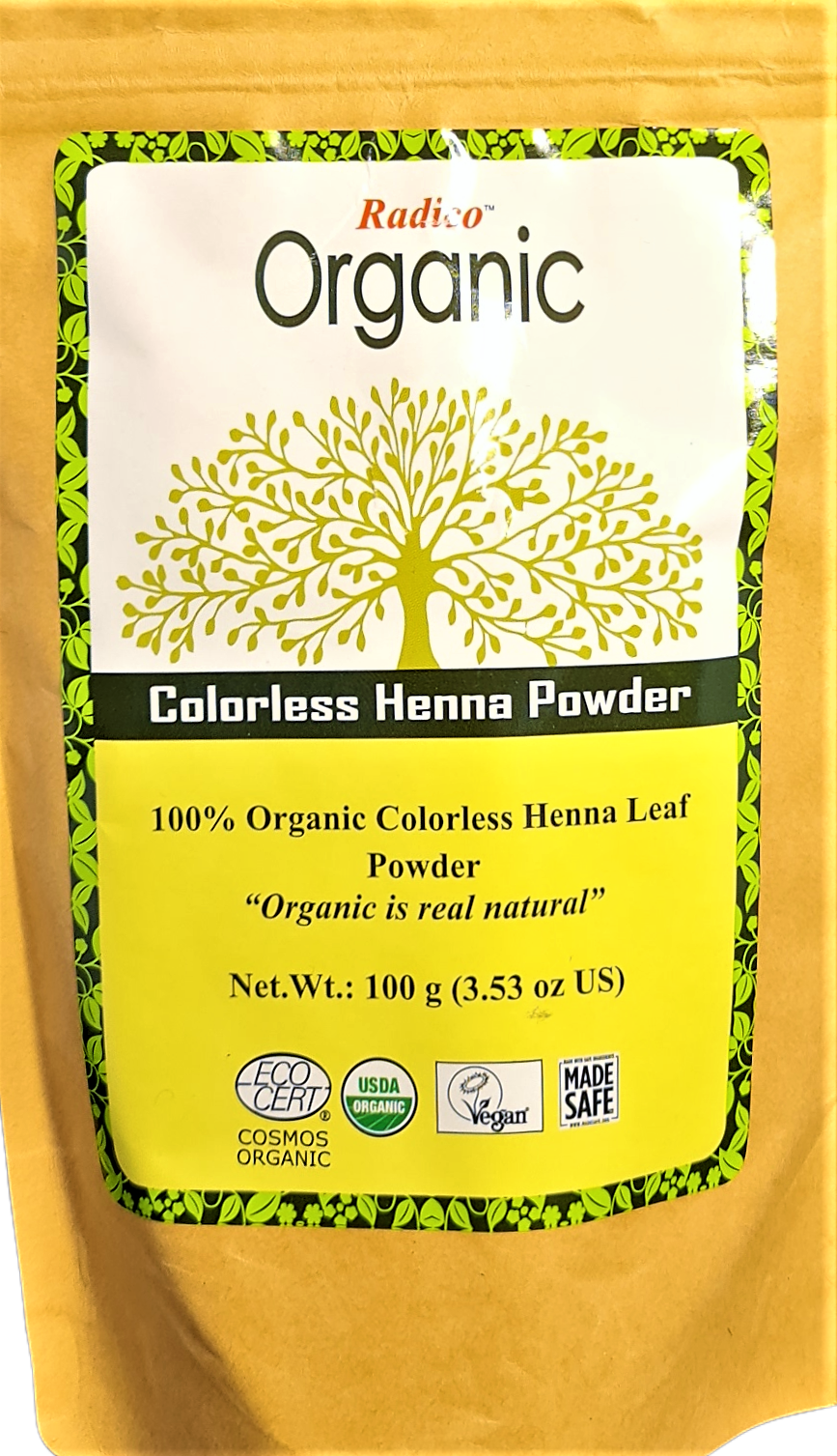 Organic Colourless Henna Radico 100 percent Cert 