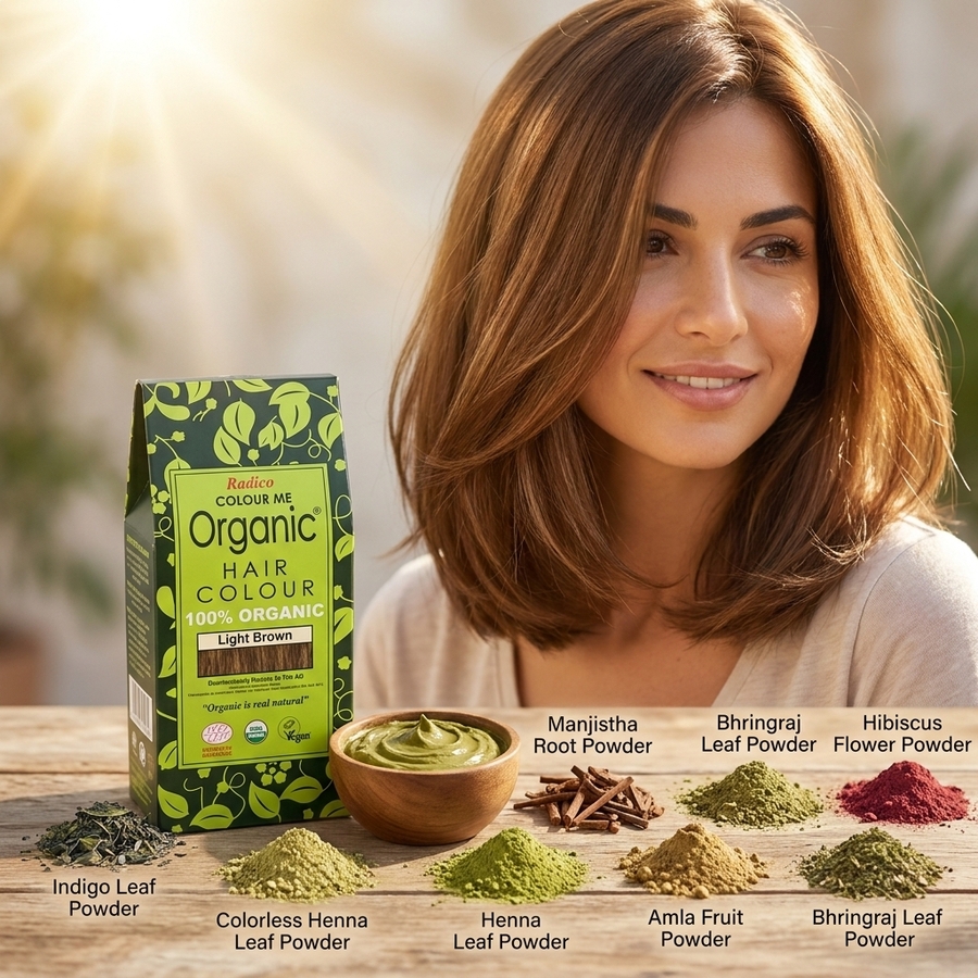 Organic Henna Colour Light Brown Radico 100 percent Cert