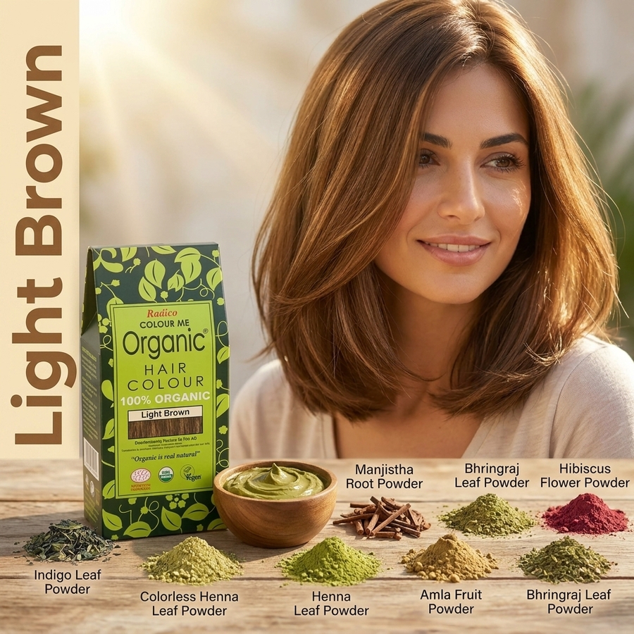 Organic Henna Colour Light Brown Radico 100 percent Cert