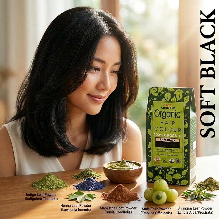 Organic Henna Colour Soft Black Radico 100 percent Cert