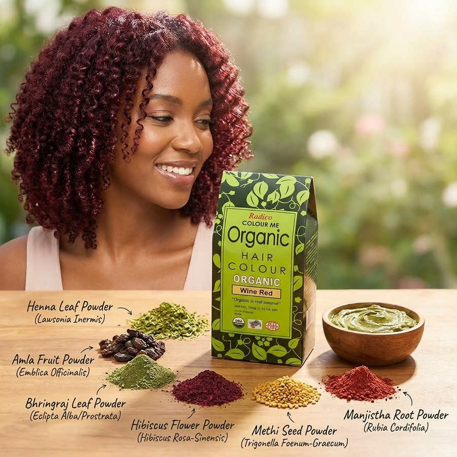 Organic Henna Colour Wine Red Radico 100 percent Cert