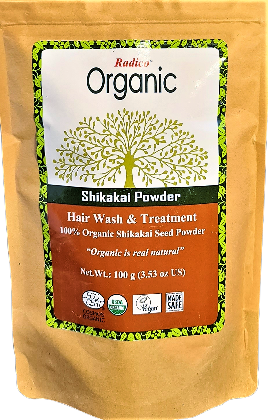 Organic Shikakai Hair Powder Radico 100 percent Cert