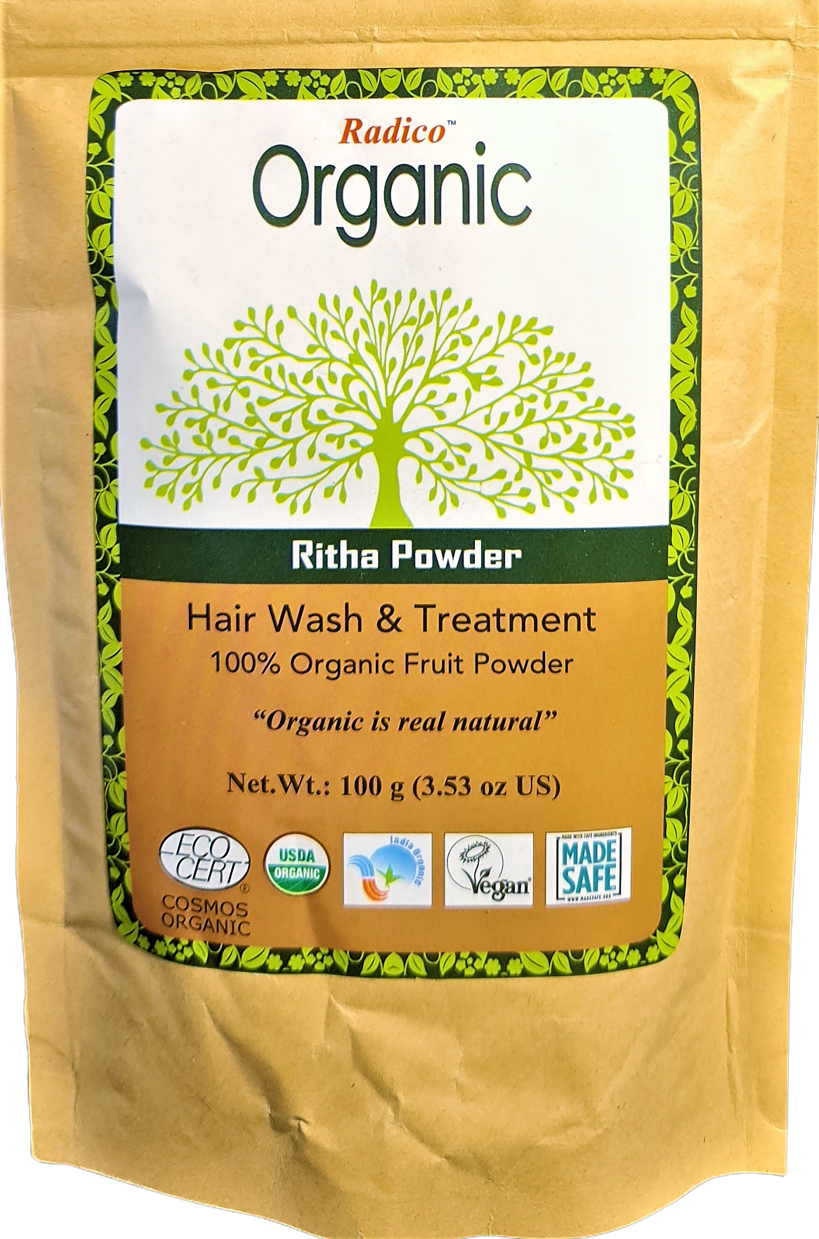 Organic Ritha Hair Powde Radico 100 percent Certr