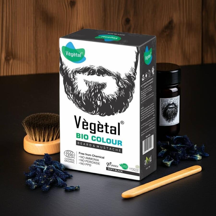 Certified Organic Vegetal Beard and Moustache Bio Colour Soft Black