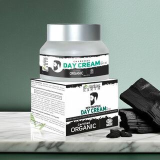 Organic Certified Charcoal Day Cream for Men 50g | Amazing Earth